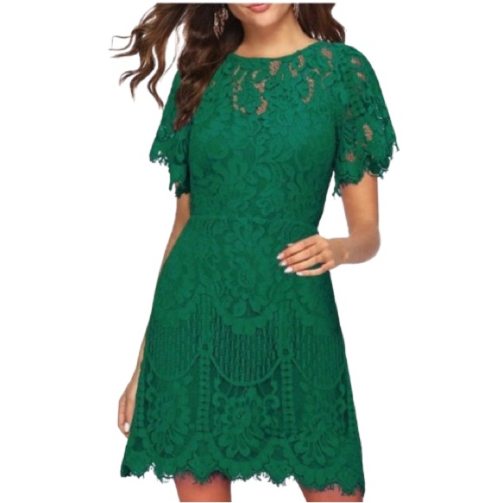 NWT MSLG  lace cocktail party dress  dark green  size XXL